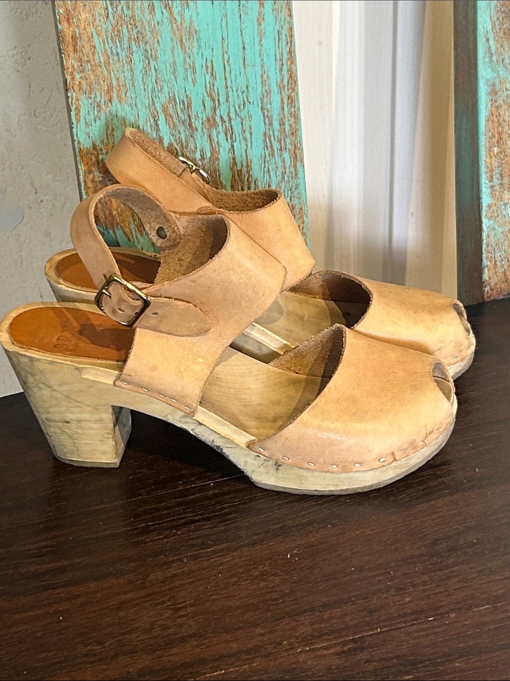 Bryr Miranda Peep Toe Wood Clog